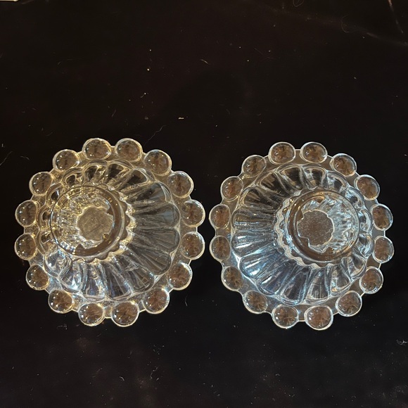 1950's Anchor Hocking Berwick Boopie Clear Glass Candlestick Holders (2) - Picture 2 of 6